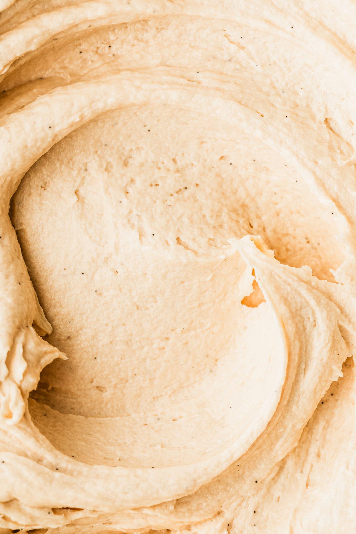 Swirls of small batch caramel buttercream.
